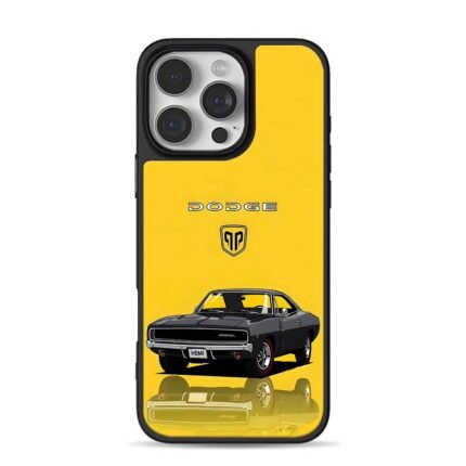 Black Dodge muscle car yellow iPhone 16 Pro Max Black Case