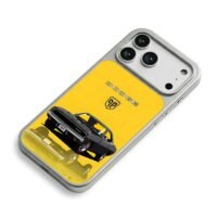 Black Dodge muscle car yellow iPhone 17 Pro Max Electroplated Silver Case2