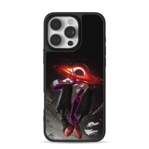 Black hole head cyber spaceman iPhone 16 Pro Max Black Case