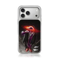 Black hole head cyber spaceman iPhone 17 Pro Max Electroplated Silver Case1