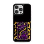Black Mamba purple flower art iPhone 16 Pro Max Black Case