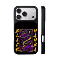 Black Mamba purple flower art iPhone 17 Pro Max Black Case
