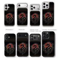 Black oriental dragon red sun art Chris Brown Phone Case Black Electroplated Silver For Iphone 11 To 17