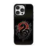 Black oriental dragon red sun art iPhone 16 Pro Max Black Case