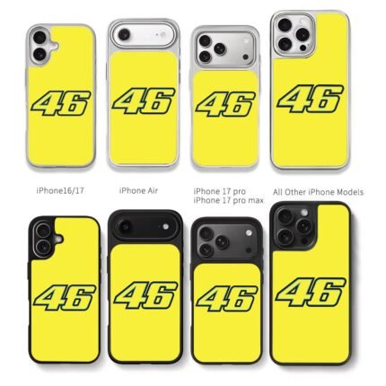 Black outlined blue 46 Rossi racing Chris Brown Phone Case Black Electroplated Silver For Iphone 11 To 17