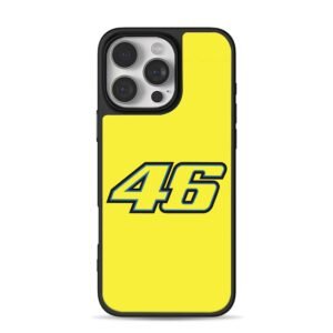 Black outlined blue 46 Rossi racing iPhone 16 Pro Max Black Case