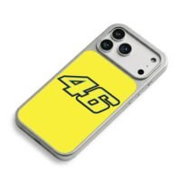 Black outlined blue 46 Rossi racing iPhone 17 Pro Max Electroplated Silver Case2