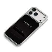 Black Pagani Huayra BC supercar iPhone 17 Pro Max Electroplated Silver Case2