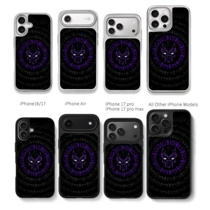 Black Panther purple mask greek key Chris Brown Phone Case Black Electroplated Silver For Iphone 11 To 17