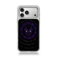 Black Panther purple mask greek key iPhone 17 Pro Max Electroplated Silver Case1