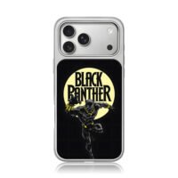 Black Panther superhero art iPhone 17 Pro Max Electroplated Silver Case1