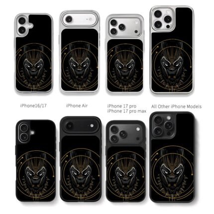 Black Panther tribal gold mask art Chris Brown Phone Case Black Electroplated Silver For Iphone 11 To 17