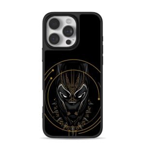 Black Panther tribal gold mask art iPhone 16 Pro Max Black Case