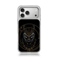 Black Panther tribal gold mask art iPhone 17 Pro Max Electroplated Silver Case1