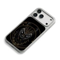 Black Panther tribal gold mask art iPhone 17 Pro Max Electroplated Silver Case2