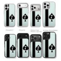 Black spade 7 poker stripe pattern Chris Brown Phone Case Black Electroplated Silver For Iphone 11 To 17