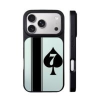 Black spade 7 poker stripe pattern iPhone 17 Pro Max Black Case