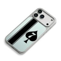 Black spade 7 poker stripe pattern iPhone 17 Pro Max Electroplated Silver Case2