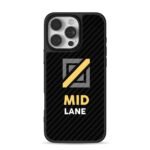 Black striped MID LANE logo text iPhone 16 Pro Max Black Case