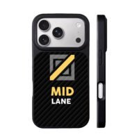 Black striped MID LANE logo text iPhone 17 Pro Max Black Case