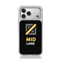 Black striped MID LANE logo text iPhone 17 Pro Max Electroplated Silver Case1