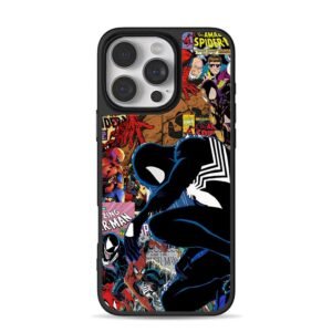 Black Suit Spider Man Venom Collage Phone Case for iPhone 11-17 & Samsung Galaxy S24-S26