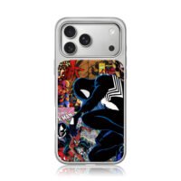 Black Suit Spider Man Venom Collage iPhone 17 Pro Max Electroplated Silver Case1