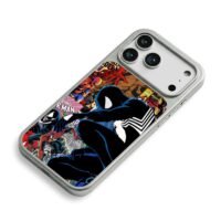 Black Suit Spider Man Venom Collage iPhone 17 Pro Max Electroplated Silver Case2