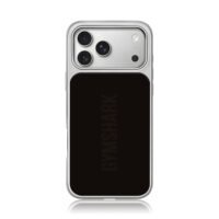 Black vertical Gymshark text iPhone 17 Pro Max Electroplated Silver Case1