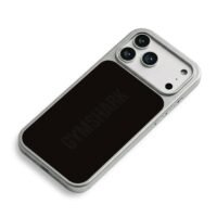 Black vertical Gymshark text iPhone 17 Pro Max Electroplated Silver Case2