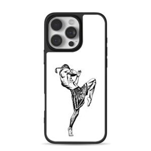 Black white Muay Thai kick art Phone Case for iPhone 11-17 & Samsung Galaxy S24-S26