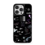 Blackpink BTS logos member names iPhone 16 Pro Max Black Case