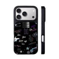 Blackpink BTS logos member names iPhone 17 Pro Max Black Case