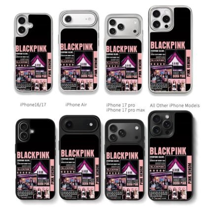 Blackpink Pink Venom Born Pink Chris Brown Phone Case Black Electroplated Silver For Iphone 11 To 17