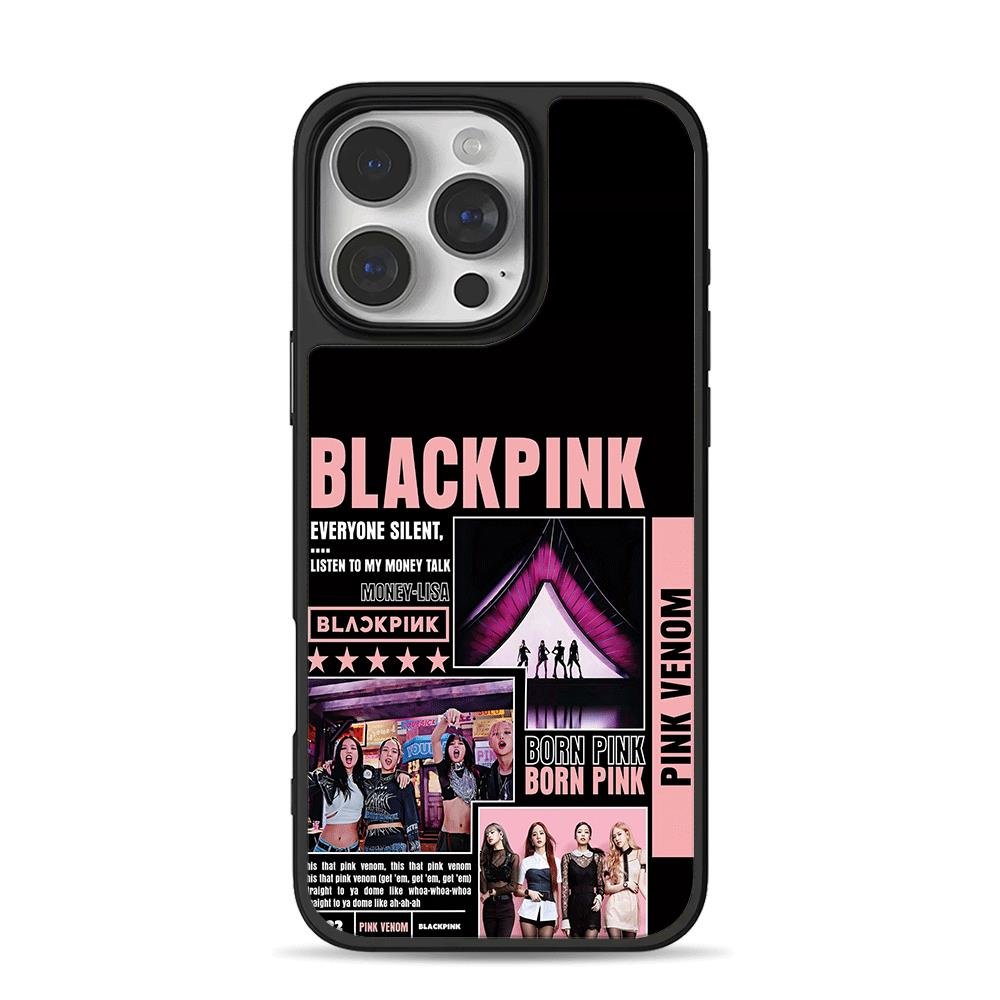 Blackpink Pink Venom Born Pink iPhone 16 Pro Max Black Case Blackpink Pink Venom Born Pink Phone Case for iPhone 11-17 & Samsung Galaxy S24-S26 - Image 1