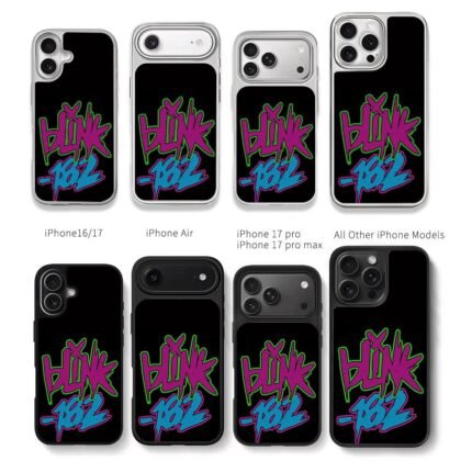 Blink 182 neon street graffiti text art Chris Brown Phone Case Black Electroplated Silver For Iphone 11 To 17
