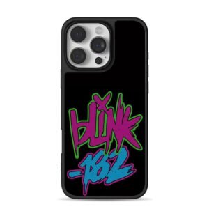 Blink 182 neon street graffiti text art iPhone 16 Pro Max Black Case