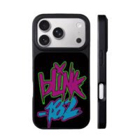 Blink 182 neon street graffiti text art iPhone 17 Pro Max Black Case