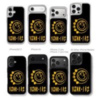 Blink182 yellow smiley arrow band logo Chris Brown Phone Case Black Electroplated Silver For Iphone 11 To 17
