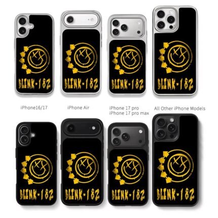 Blink182 yellow smiley arrow band logo Chris Brown Phone Case Black Electroplated Silver For Iphone 11 To 17