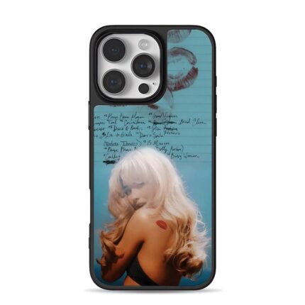 Blonde girl red lip print tracklist iPhone 16 Pro Max Black Case