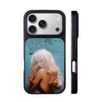 Blonde girl red lip print tracklist iPhone 17 Pro Max Black Case