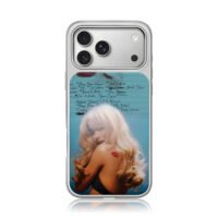 Blonde girl red lip print tracklist iPhone 17 Pro Max Electroplated Silver Case1