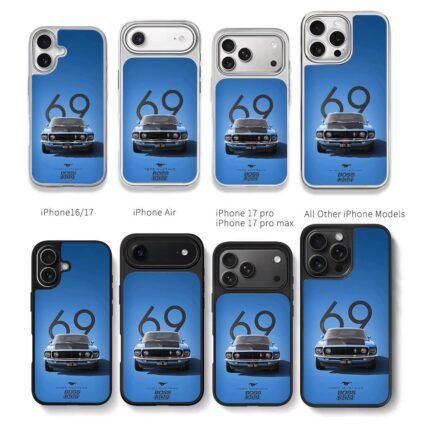Blue 69 Ford Mustang Boss 302 Chris Brown Phone Case Black Electroplated Silver For Iphone 11 To 17