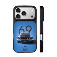 Blue 69 Ford Mustang Boss 302 iPhone 17 Pro Max Black Case
