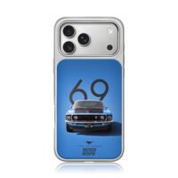 Blue 69 Ford Mustang Boss 302 iPhone 17 Pro Max Electroplated Silver Case1