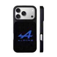 Blue Alpine F1 team logo text iPhone 17 Pro Max Black Case