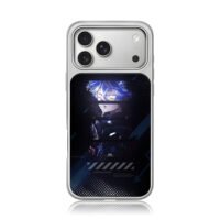 Blue anime boy Akashi dark art iPhone 17 Pro Max Electroplated Silver Case1