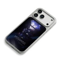 Blue anime boy Akashi dark art iPhone 17 Pro Max Electroplated Silver Case2