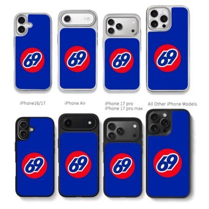 Blue background blue 69 in red circle Chris Brown Phone Case Black Electroplated Silver For Iphone 11 To 17